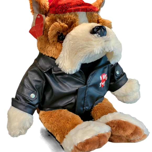 Medium Dan Dee Biker Bulldog Plush Stuffed Animal Motorcycle Puppy Dog Toy Gift - Picture 2 of 8